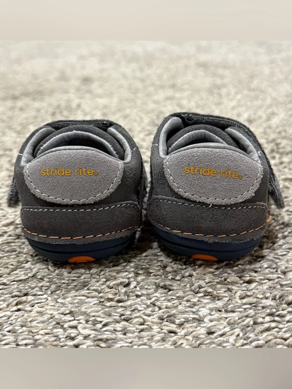 Stride Rite Soft Motion Kellen Shoes Boys 3W Gray Leather First Walker